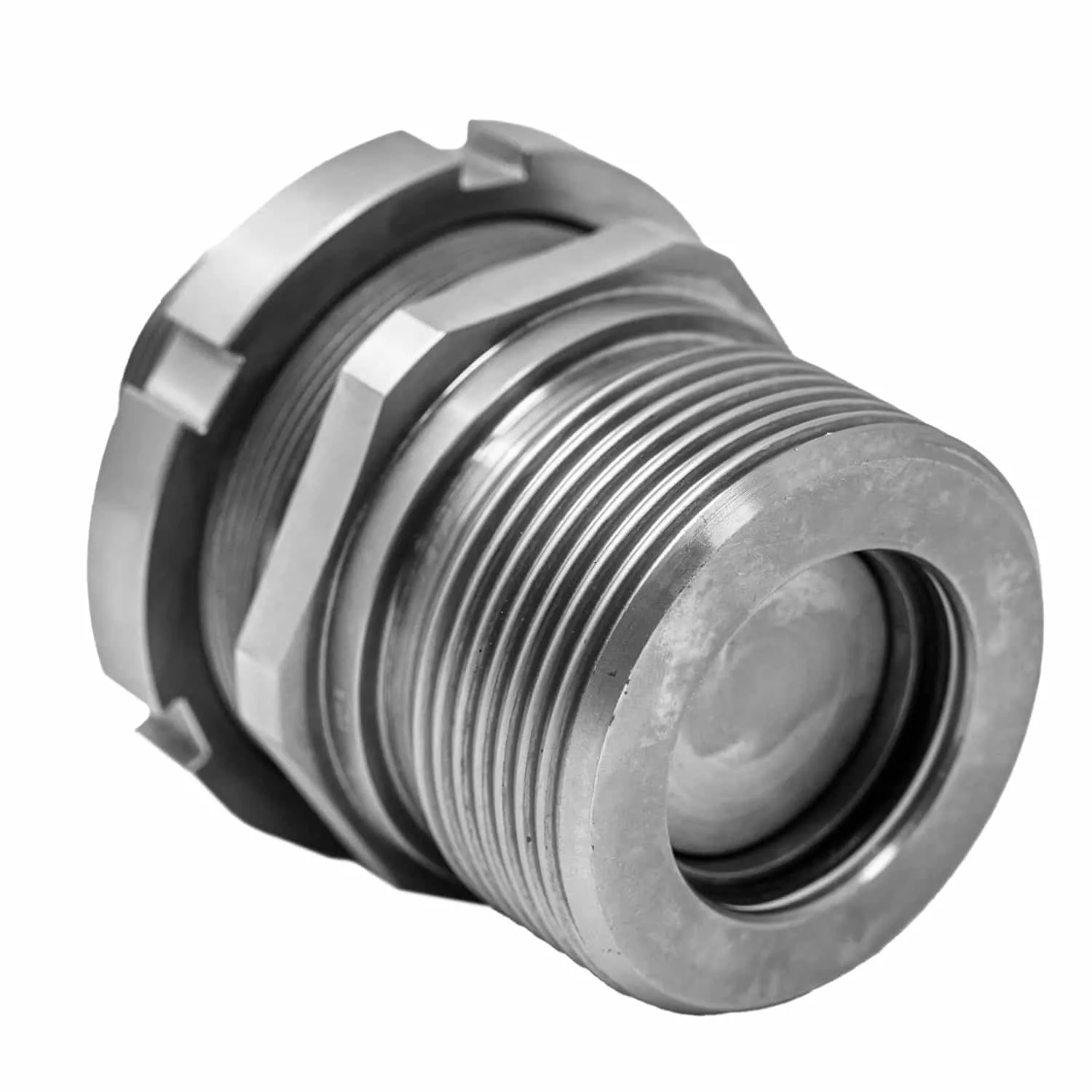 1″ Flat Face Screw-to-Connect Hydraulic Quick Connect Female Coupler, M45x2 Male Thread, 24° Cone Light Series