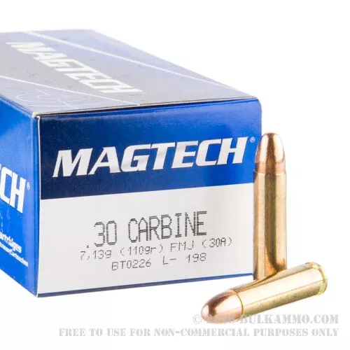 1000 Rounds of .30 Carbine Ammo by Magtech – 110gr FMJ