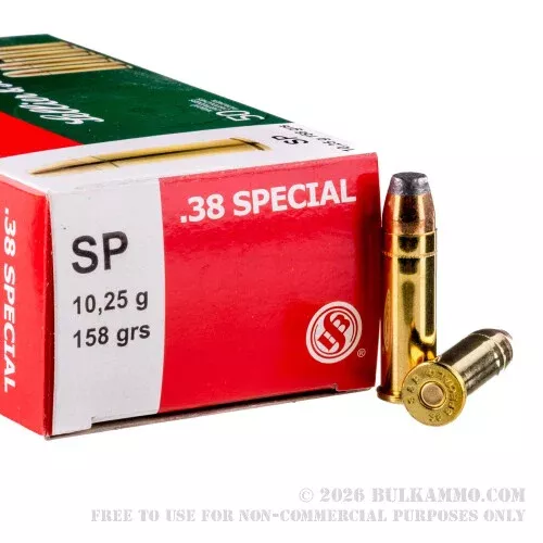 1000 Rounds of .38 Spl Ammo by Sellier & Bellot – 158gr SJSP