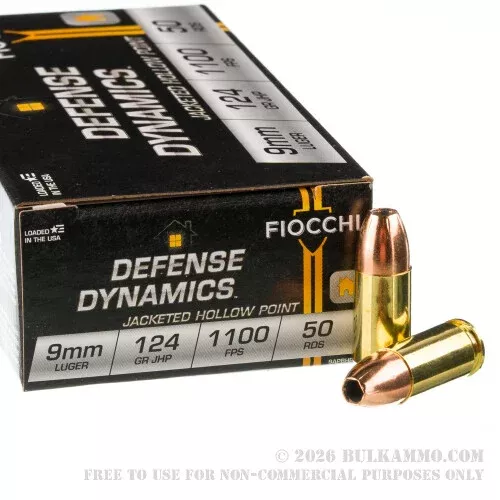 1000 Rounds of 9mm Ammo by Fiocchi – 124gr JHP