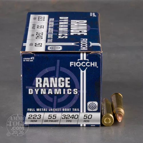 1000rds – 223 Rem Fiocchi 55gr. FMJBT Ammo
