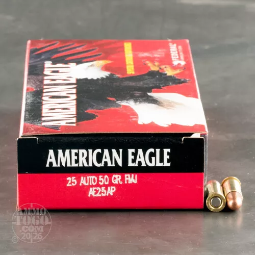1000rds - 25 ACP Federal American Eagle 50gr. FMJ Ammo