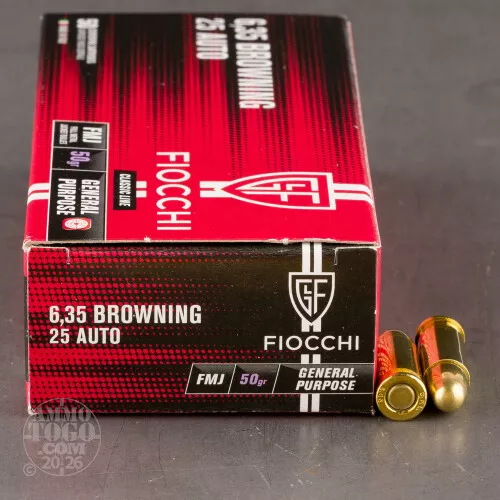 1000rds – 25 Auto Fiocchi 50gr. FMJ Ammo