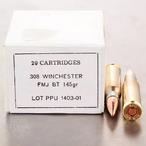 1000rds - .308 Prvi Partizan 145gr. FMJ Ammo