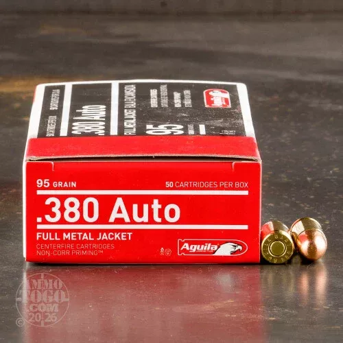 1000rds - .380 Auto Aguila 95gr FMJ Ammo