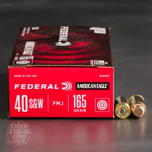 1000rds - 40 S&W Federal American Eagle 165gr. FMJ Ammo