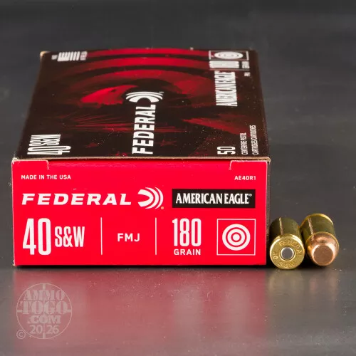 1000rds - 40 S&W Federal American Eagle 180gr. FMJ Ammo