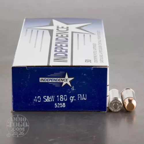 1000rds - 40 S&W Independence 180gr. FMJ Ammo