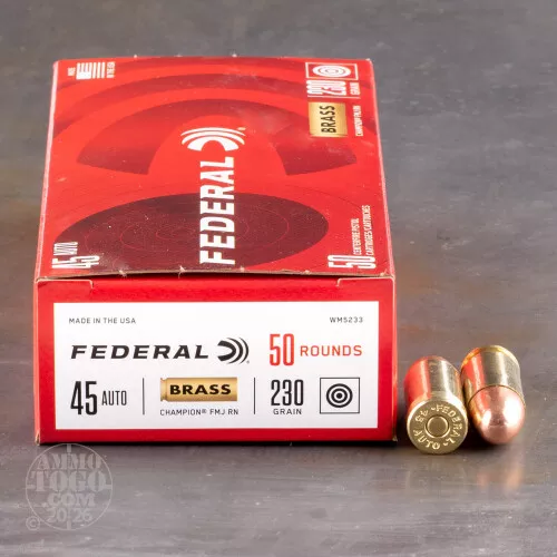 1000rds - 45 ACP Federal Champion 230gr. FMJ RN Ammo