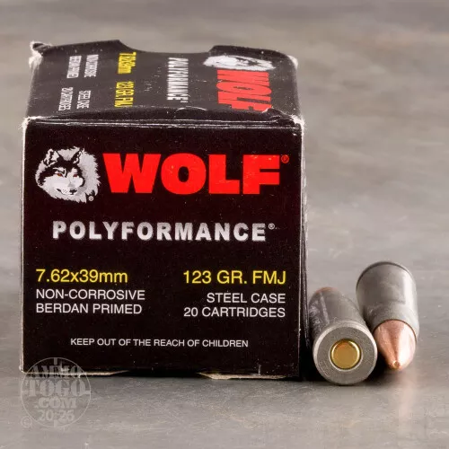 1000rds - 7.62x39 WPA Polyformance 123gr. FMJ Ammo