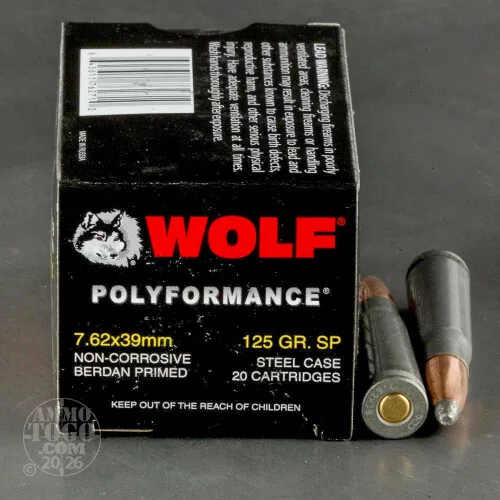 1000rds - 7.62x39 WPA Polyformance 125gr. Soft Point Ammo
