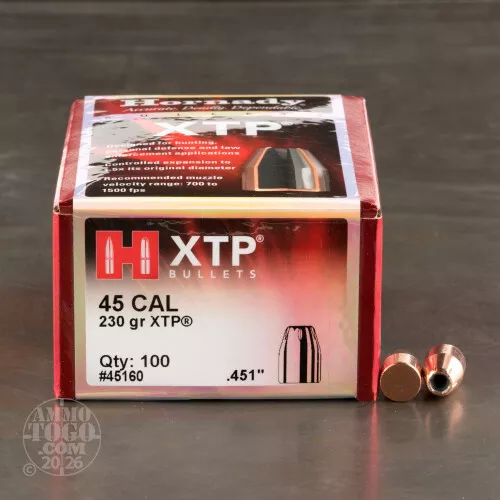 100pcs - 45 ACP Hornady 230gr. XTP Bullets