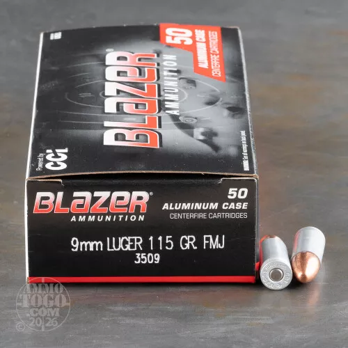 50rds – 9mm Blazer Aluminum 115gr. FMJ Ammo