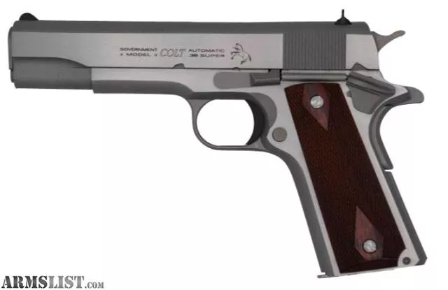 Colt 1911 Government 5" National Match Barrel Stainless/Wood Grip 9+1rnd 38 Super Pistolfrom Vegas Firearms near Henderson, Las Vegas, NV