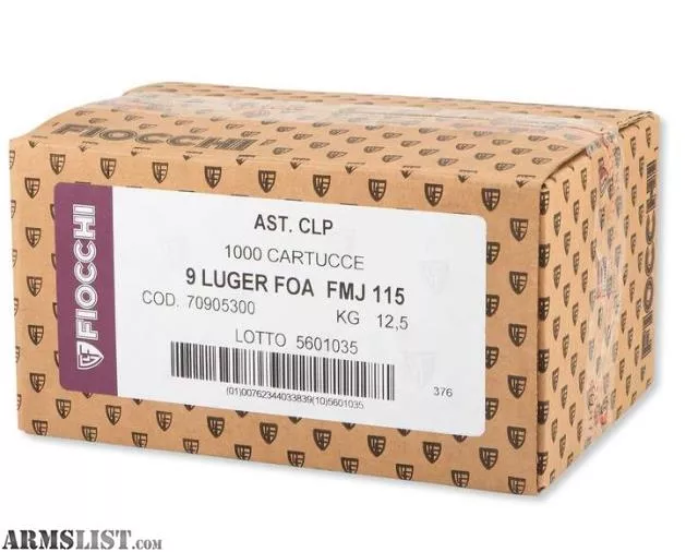Fiocchi 9AP 9MM 115 Grain FMJ 1,000 Round Case from KAG Arms near Littleton, Massachusetts, USA
