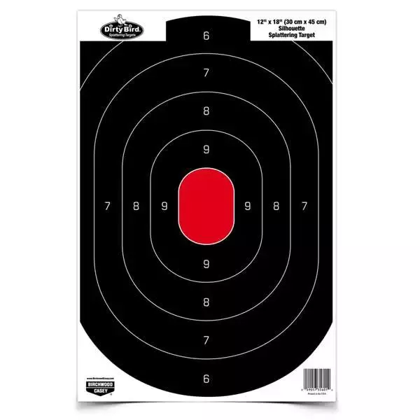 With the Dirtybird Oval Silhouette Target you can spot your shot easily. The intense white splatter upon bullet impact offers downrange contrast on the heavy tagboard target. Target is suitable for all types of pistol shooting. Target can be used for indo