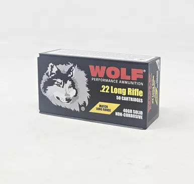 Wolf 22 LR Ammunition Match Long Range WPA22MLR 40 Grain Solid Point 50 Rounds