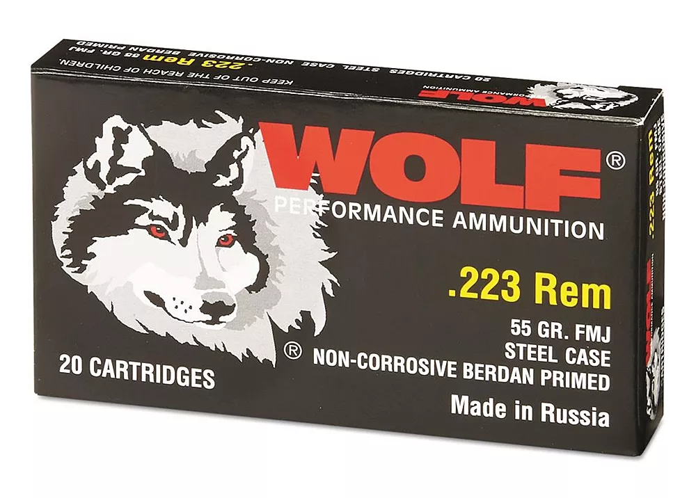 WOLF 223 REM 55gr FMJ 1000rd CASE