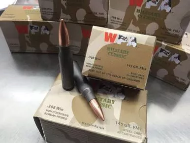 Wolf 308 Win Ammunition Military Classic WMC308FMJ145 145 Grain Bi-Metal Full Metal Jacket Case of 500 rounds